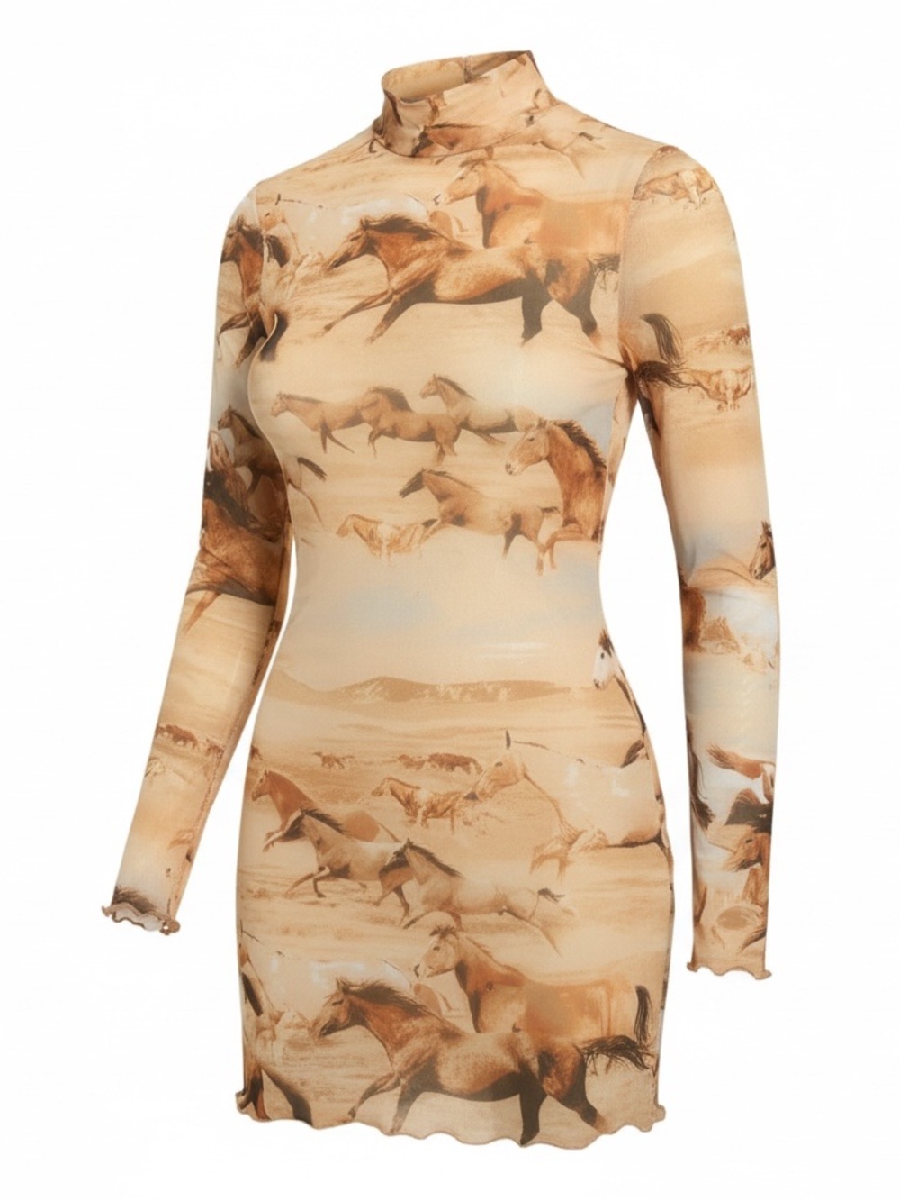 Urban Outfitters Horse-Print Long Sleeve Bodycon Dress, Equestrian